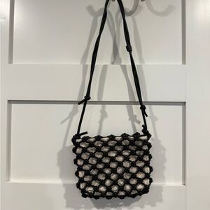 Madewell Black Knotted Net Mini Shoulder Bag